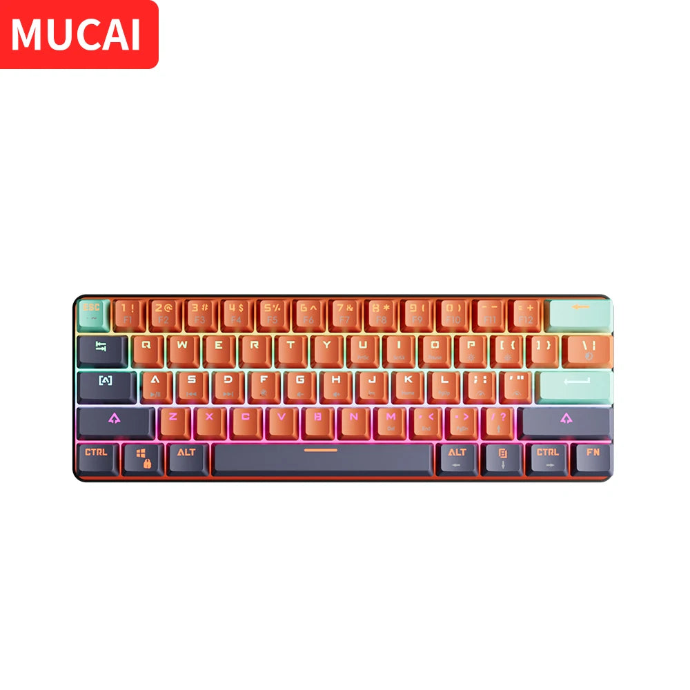 MKA610 USB Mini Mechanical Gaming Wired Keyboard Red Switch 61 Key Gamer for Computer PC Laptop Detachable Cable