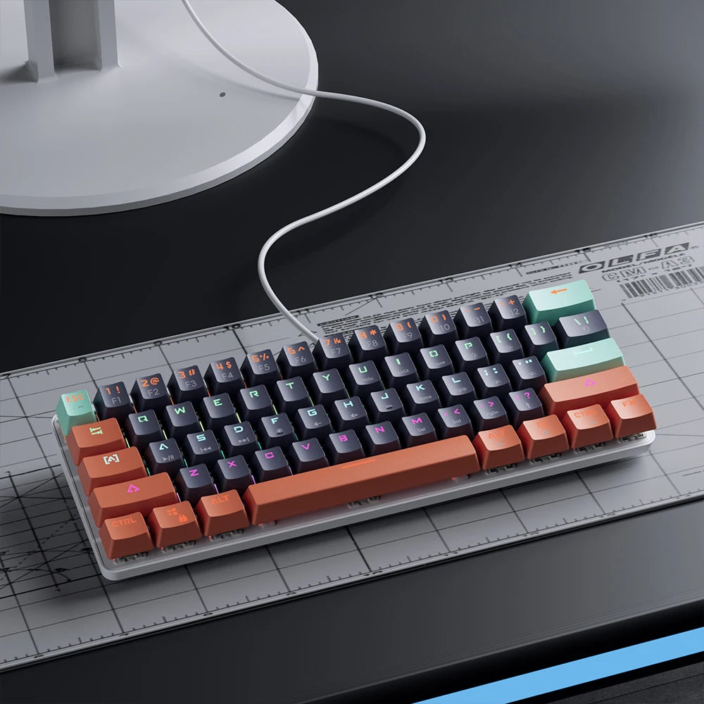 MKA610 USB Mini Mechanical Gaming Wired Keyboard Red Switch 61 Key Gamer for Computer PC Laptop Detachable Cable