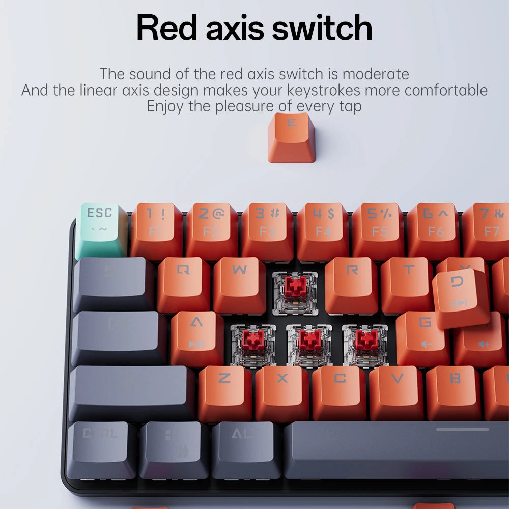 MKA610 USB Mini Mechanical Gaming Wired Keyboard Red Switch 61 Key Gamer for Computer PC Laptop Detachable Cable