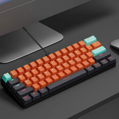 MKA610 USB Mini Mechanical Gaming Wired Keyboard Red Switch 61 Key Gamer for Computer PC Laptop Detachable Cable